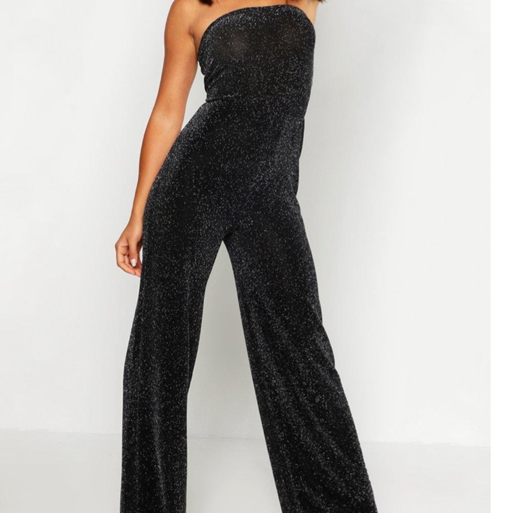 Boohoo Black Sparkle Jumpsuit